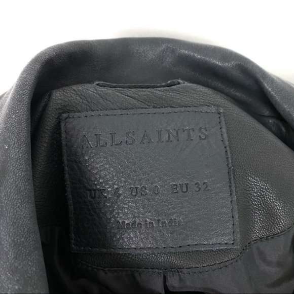 All Saints | Belvedere Biker Leather Moto Jacket in Black Size 0 - Picture 14 of 15